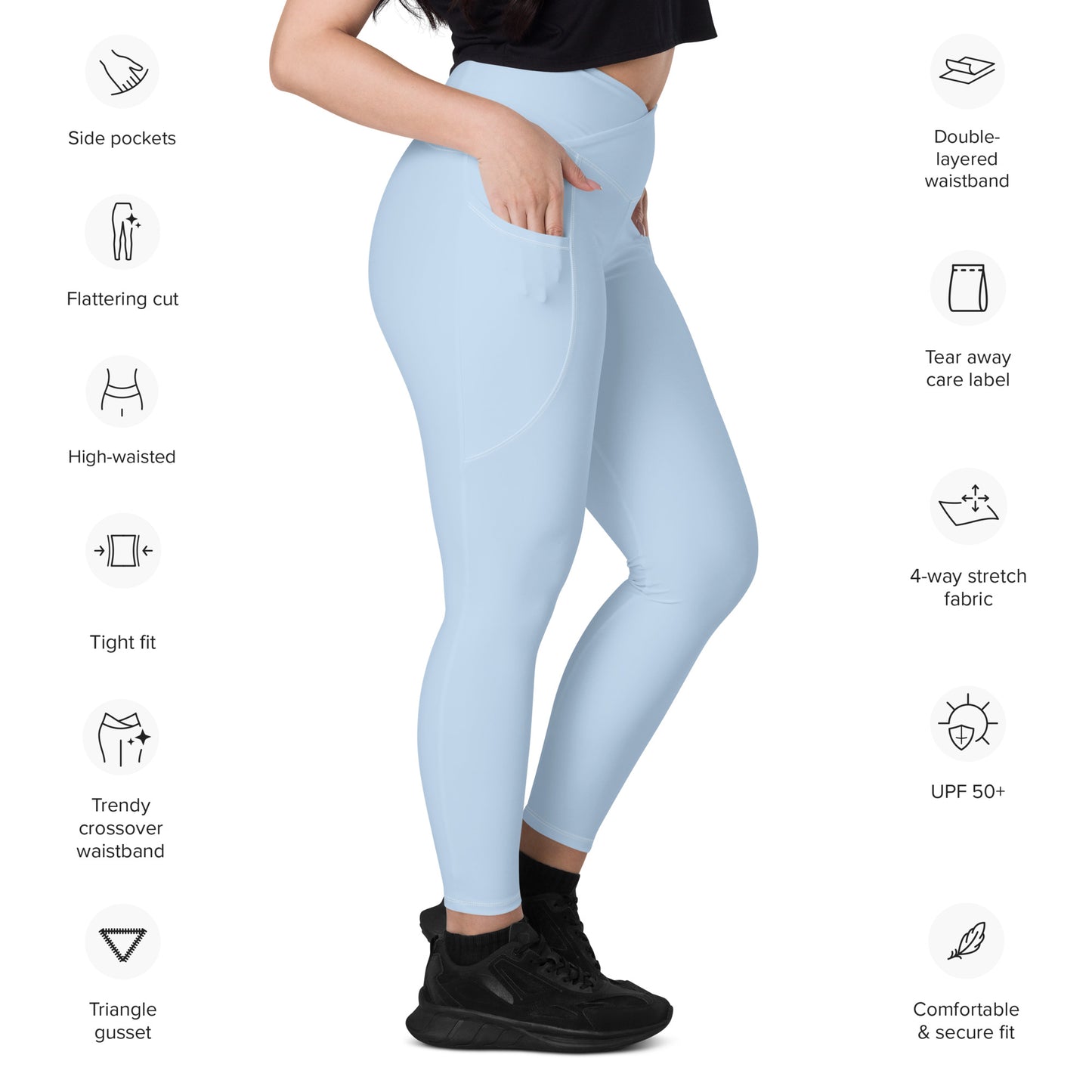 Crossover leggings with pockets