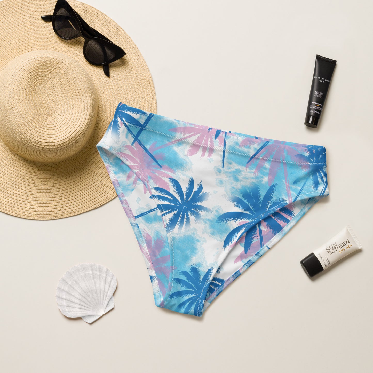 Recycled high-waisted bikini bottom
