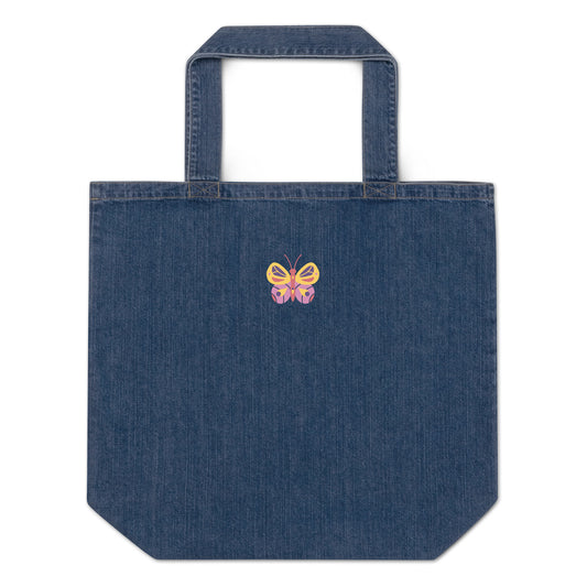 Organic denim tote bag
